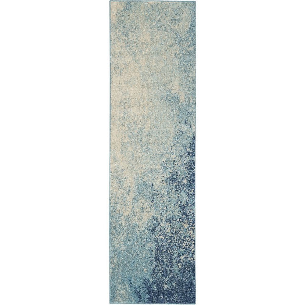10' Blue Abstract Power Loom Runner Rug