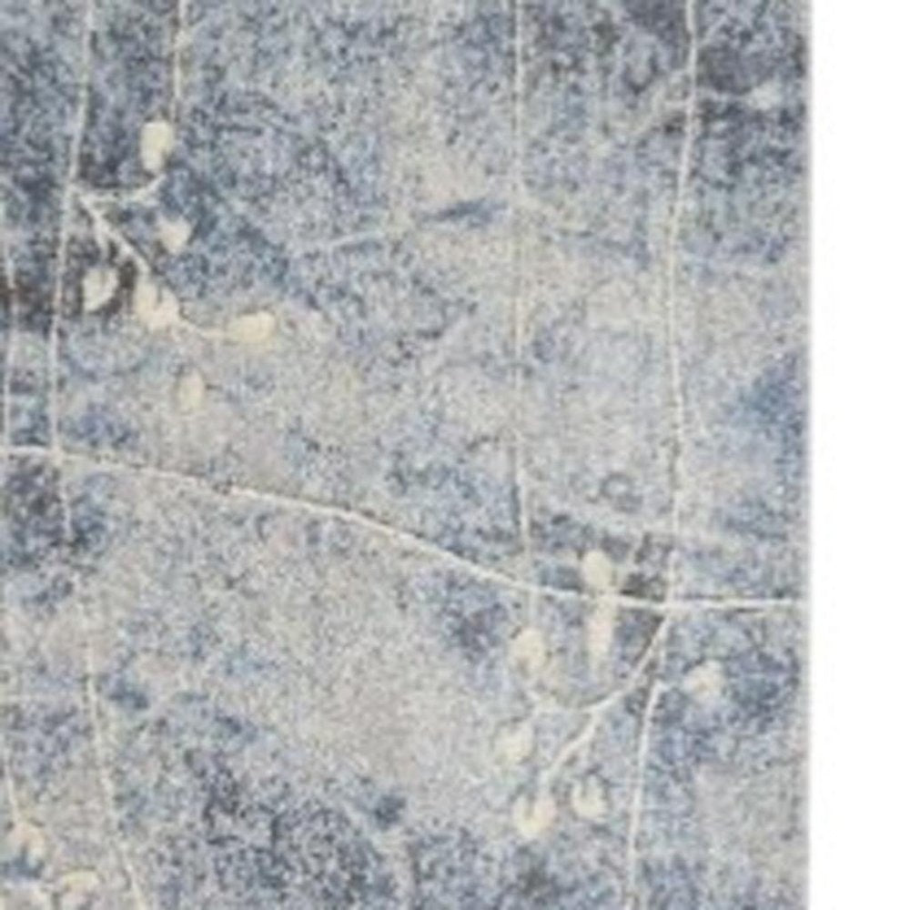 10' Blue Floral Power Loom Runner Rug