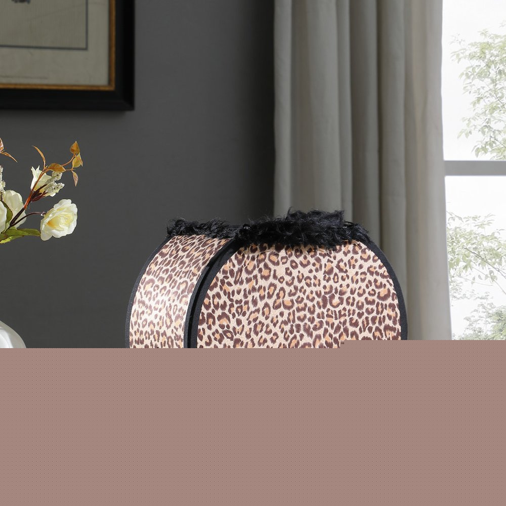 12" Brown and White Funky Leopard Pattern Novelty Table Lamp
