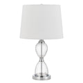 24" Clear Metal Table Lamp With White Empire Shade