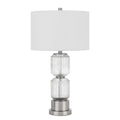 28" Nickel Metal Table Lamp With White Drum Shade