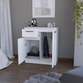 37" White Wood Accent Cabinet With Two Doors And One Drawer
