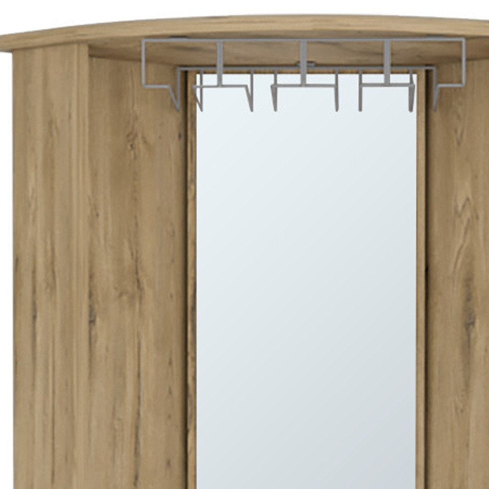 18" Natural Wood Corner Bar Cabinet