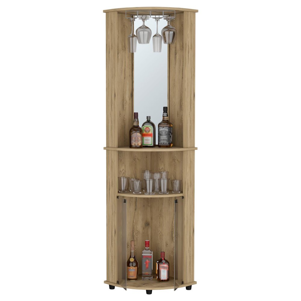 18" Natural Wood Corner Bar Cabinet