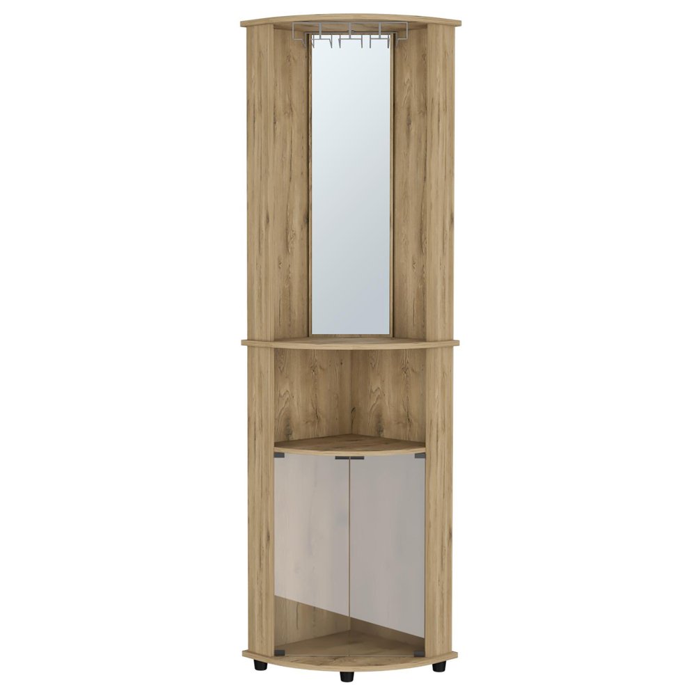 18" Natural Wood Corner Bar Cabinet