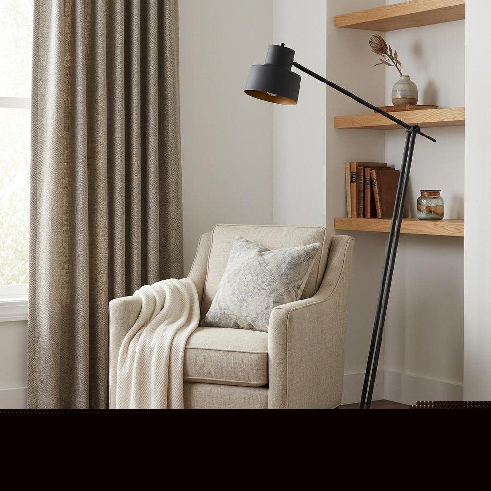 65" Black Adjustable Traditional Shaped Floor Lamp With Black Dome Shade