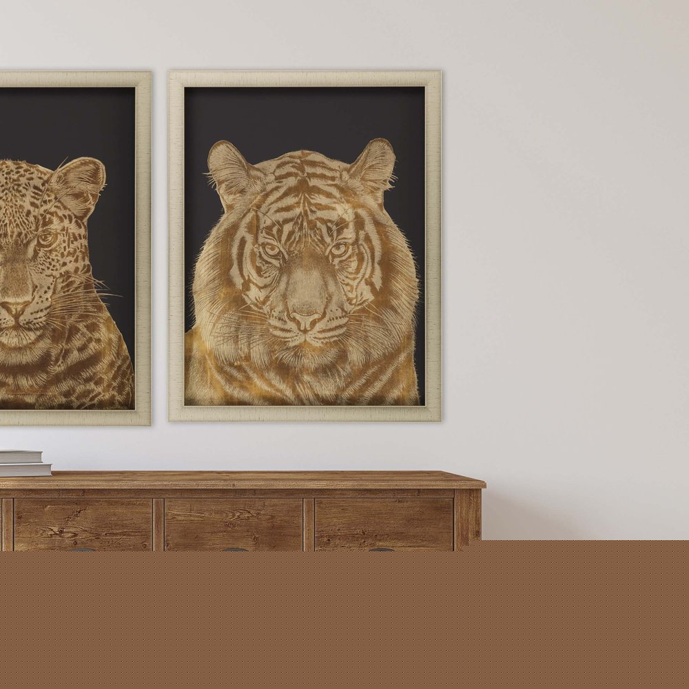 Wild Tiger Portrait Gold Framed Print Wall Art