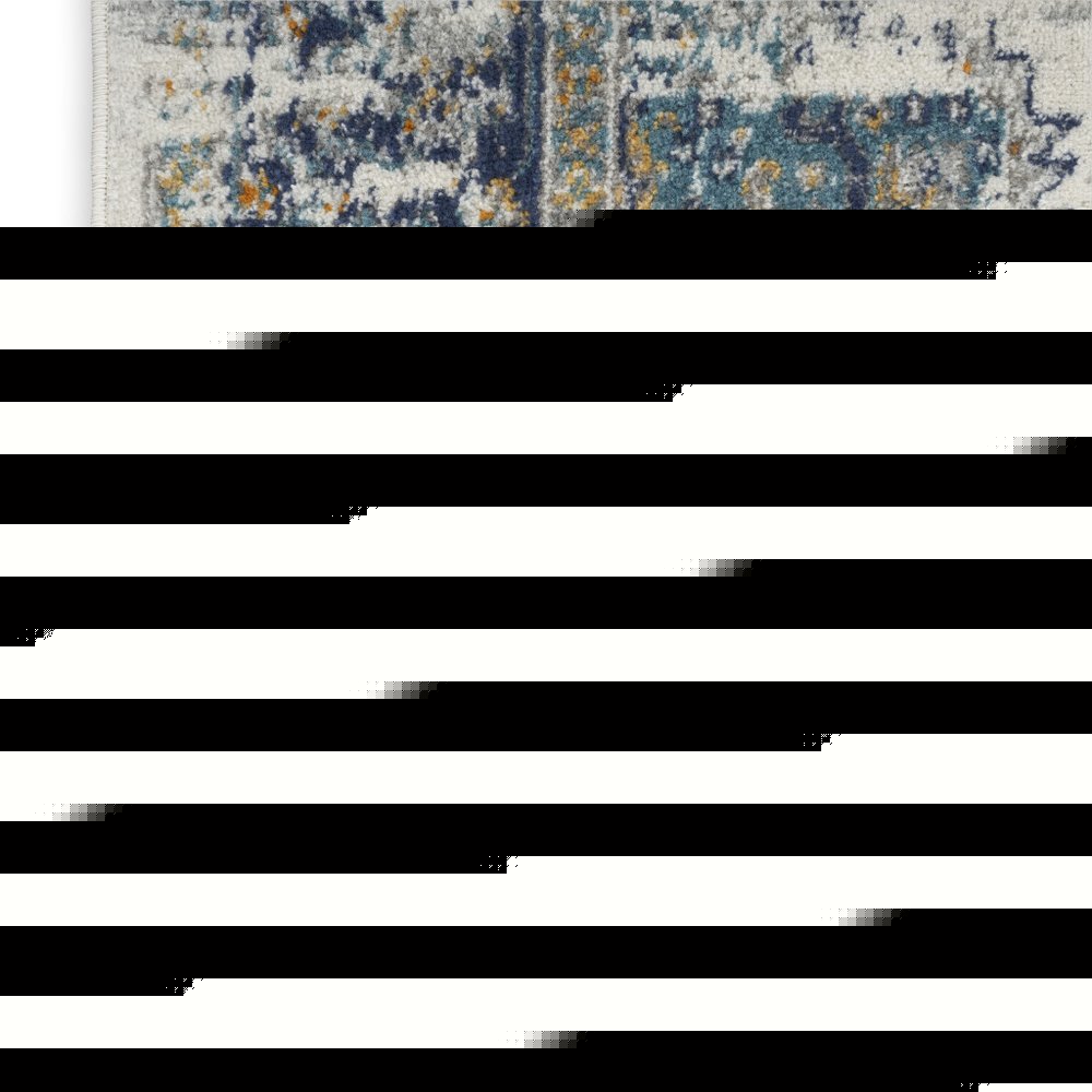 10' Blue And Ivory Oriental Distressed Runner Rug