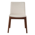 Set of Two White and Brown Faux Leather Dining Side Chairs