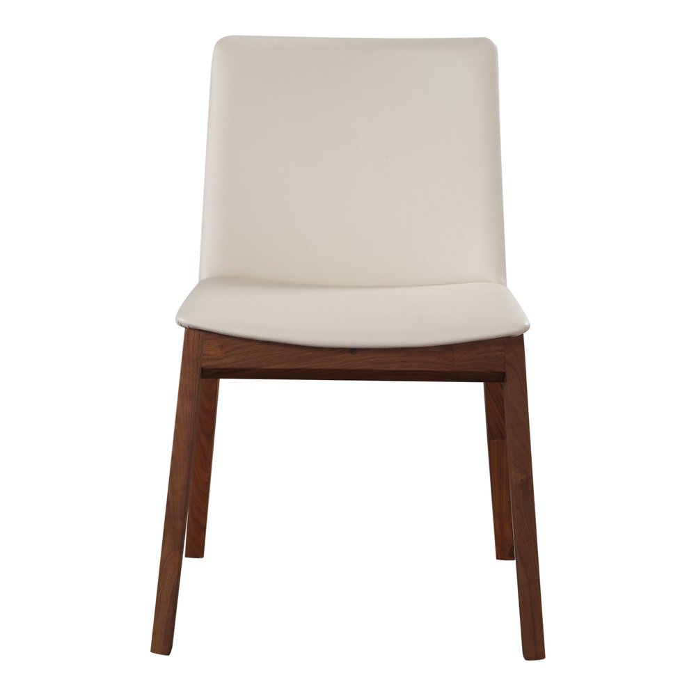 Set of Two White and Brown Faux Leather Dining Side Chairs