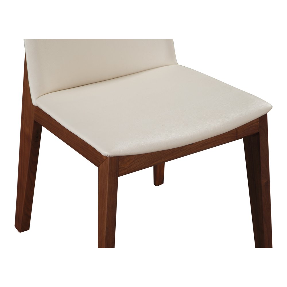 Set of Two White and Brown Faux Leather Dining Side Chairs