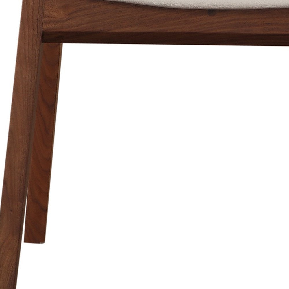 Set of Two White and Brown Faux Leather Dining Side Chairs