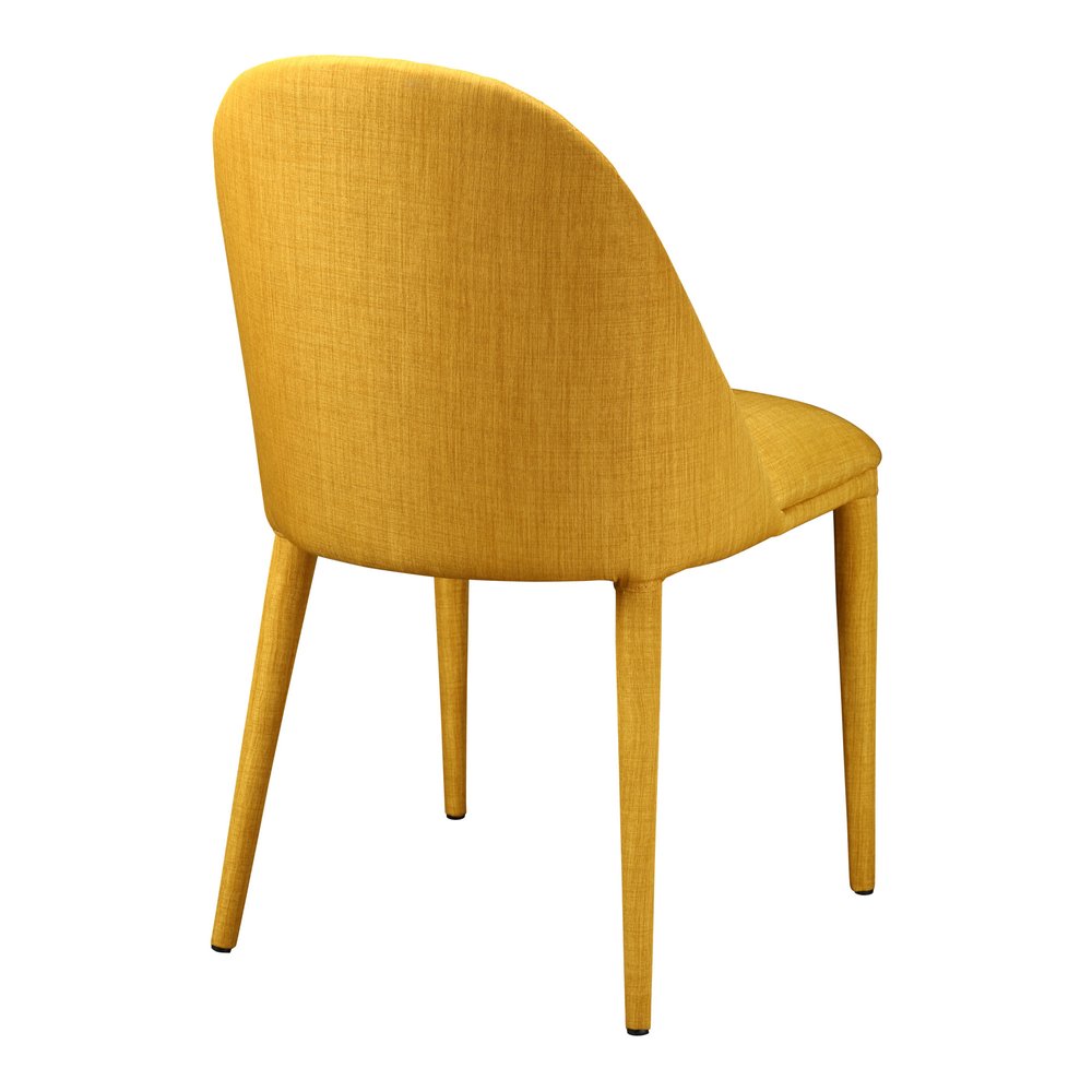 Set of Two Yellow Fabric Dining Side Chairs