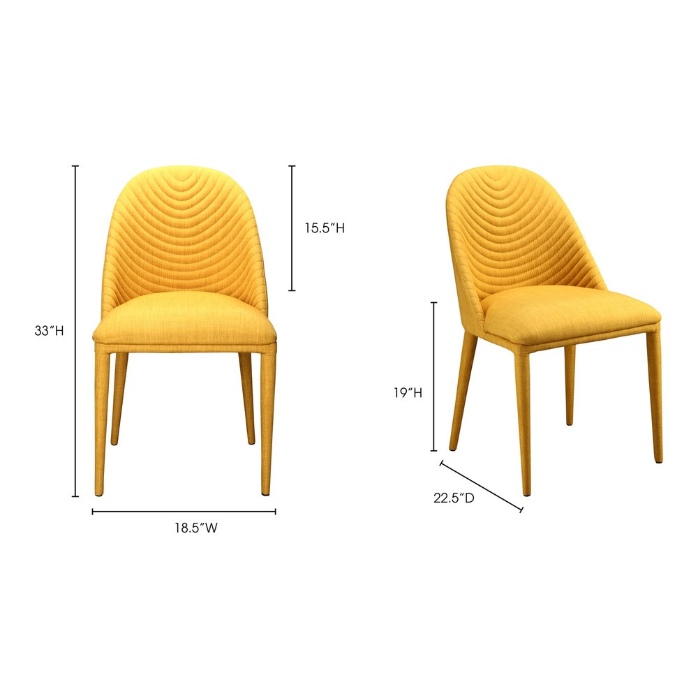 Set of Two Yellow Fabric Dining Side Chairs