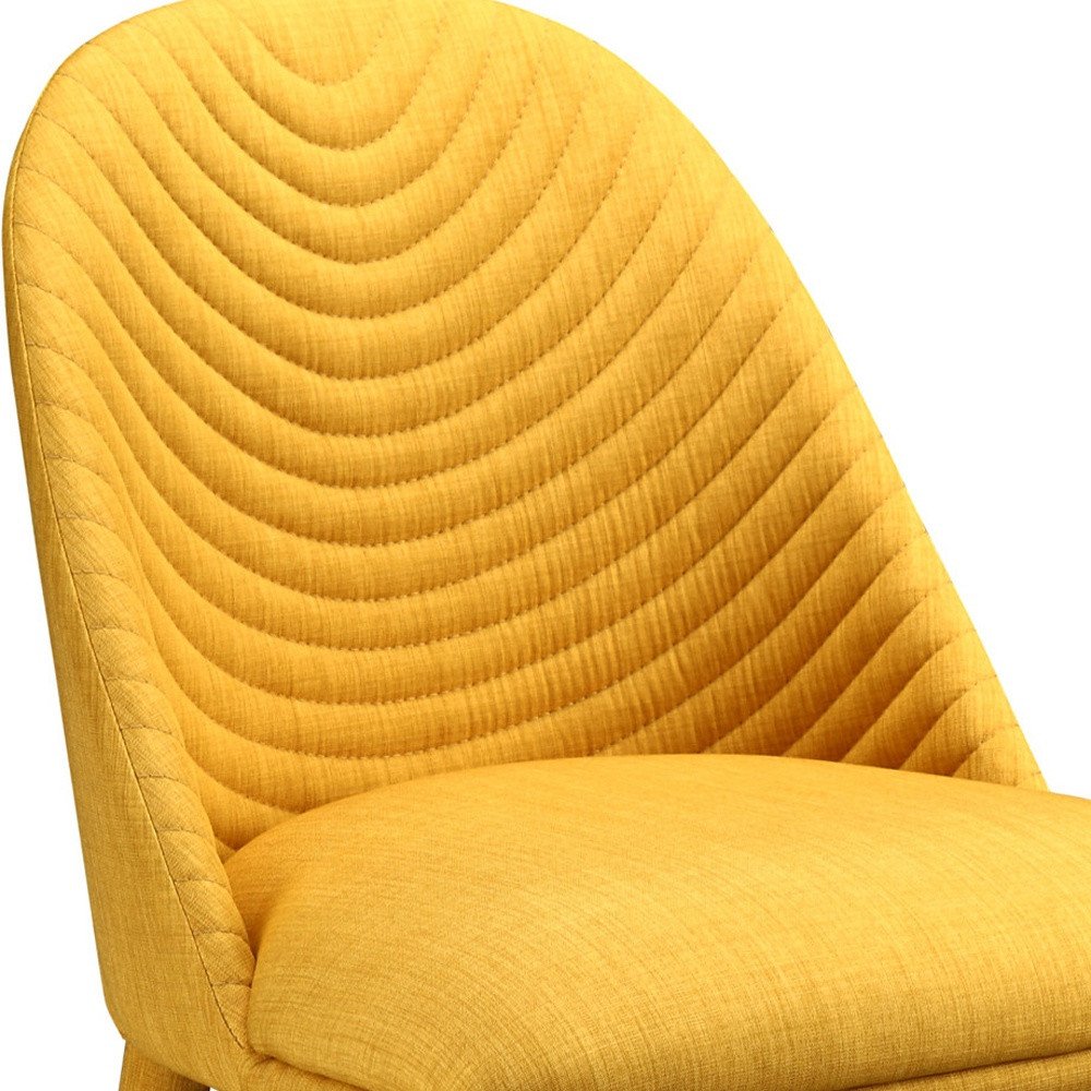 Set of Two Yellow Fabric Dining Side Chairs