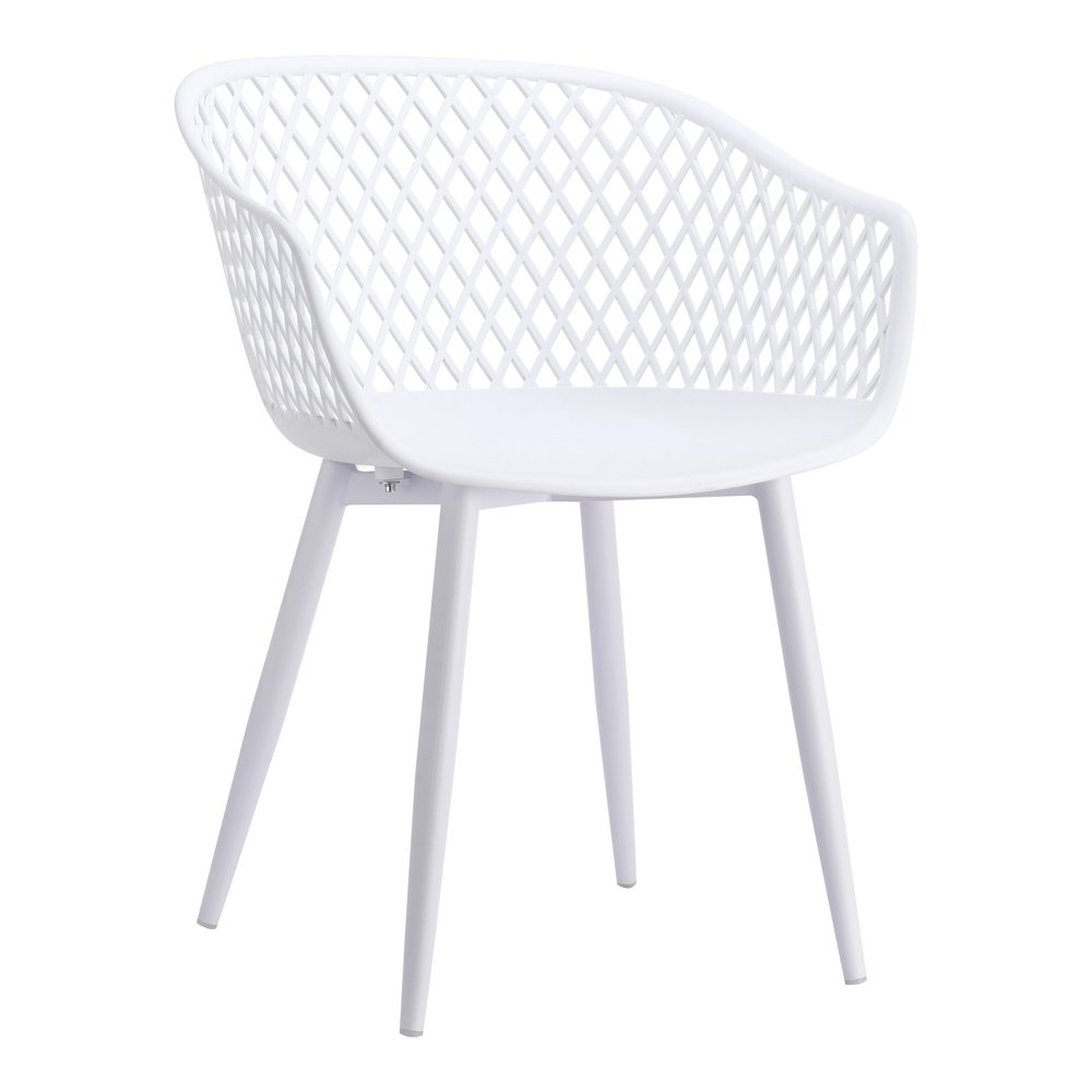 Set of Two White Heavy Duty Plastic Dining Arm Chairs