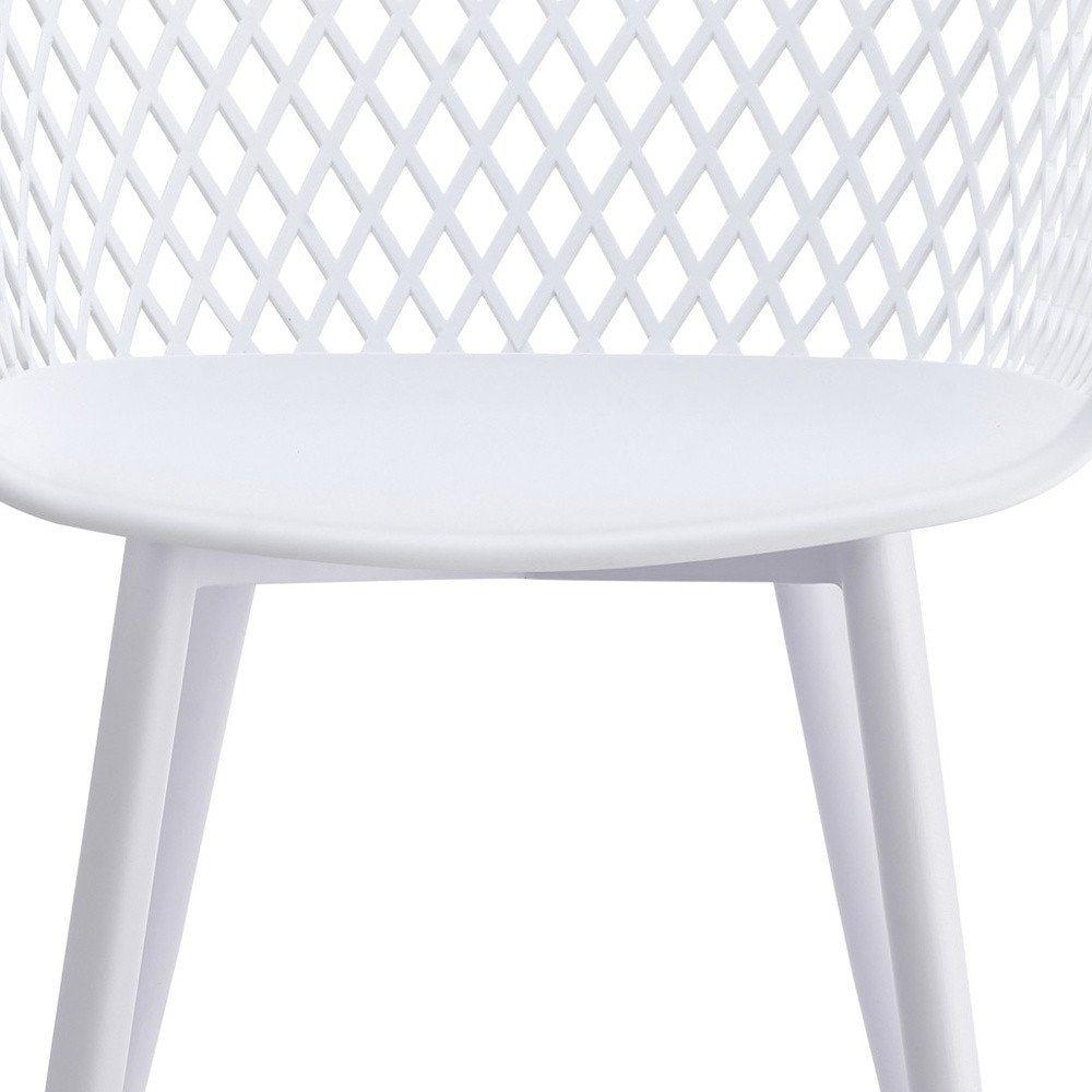 Set of Two White Heavy Duty Plastic Dining Arm Chairs