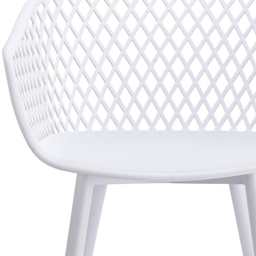 Set of Two White Heavy Duty Plastic Dining Arm Chairs