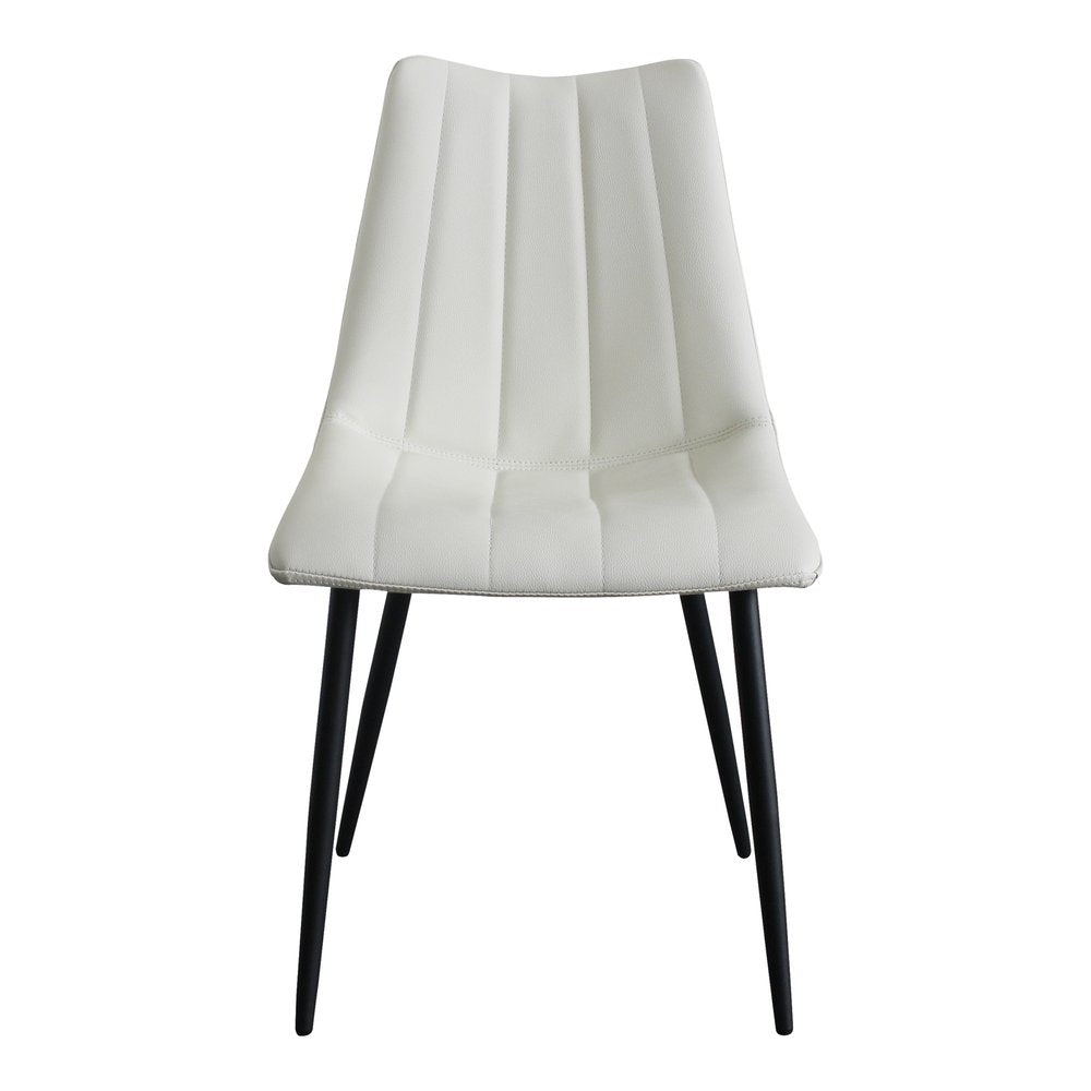 Set of Two White and Black Faux Leather Dining Side Chairs