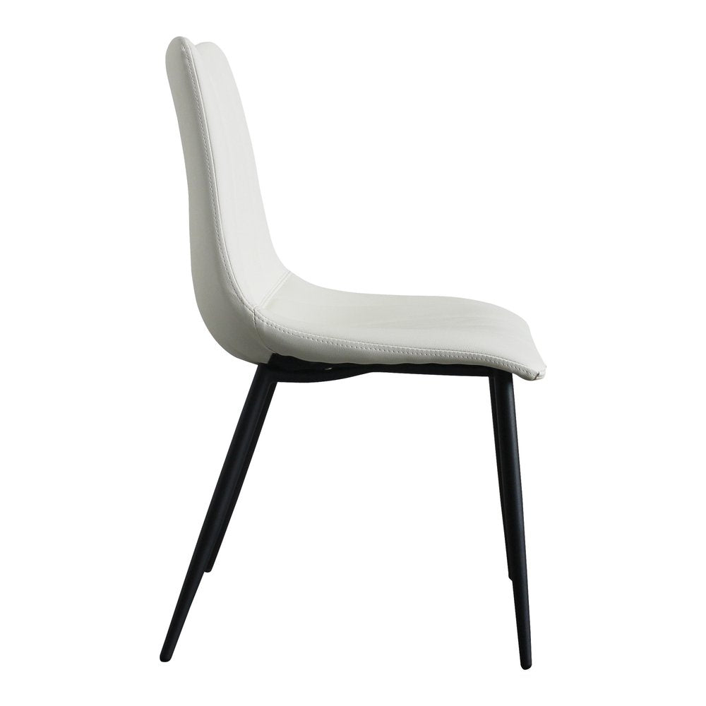 Set of Two White and Black Faux Leather Dining Side Chairs
