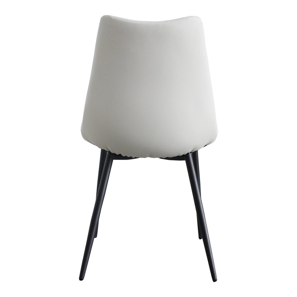 Set of Two White and Black Faux Leather Dining Side Chairs
