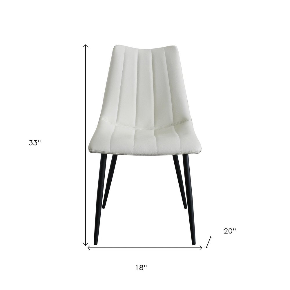 Set of Two White and Black Faux Leather Dining Side Chairs