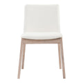 Set of Two White and Natural Faux Leather Dining Side Chairs