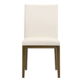 Set of Two White and Brown Leather Dining Side Chairs