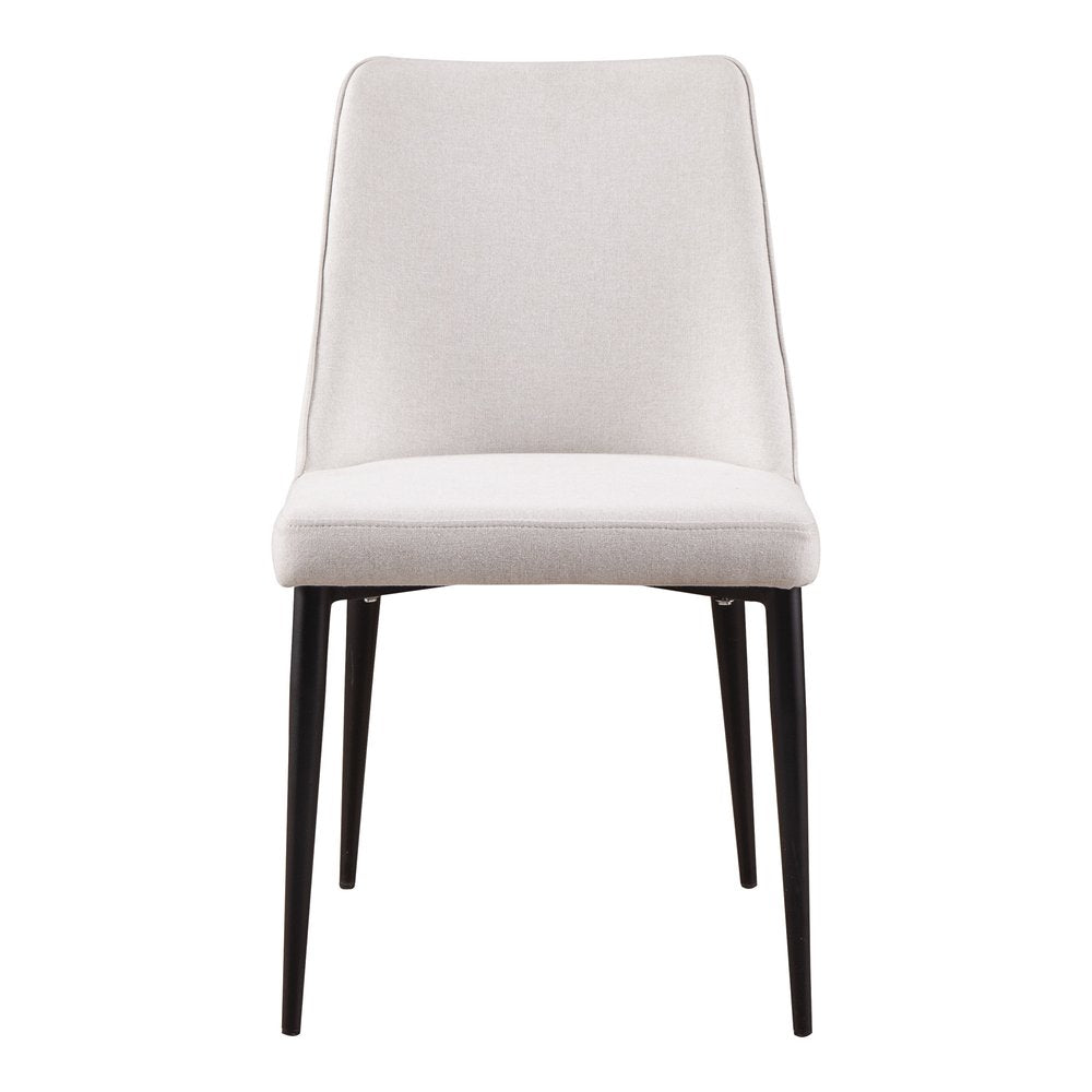 Set of Two White and Black Fabric Dining Side Chairs