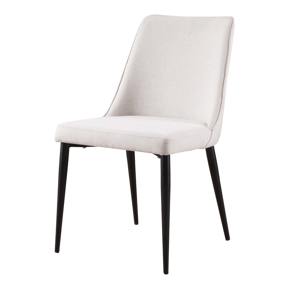 Set of Two White and Black Fabric Dining Side Chairs