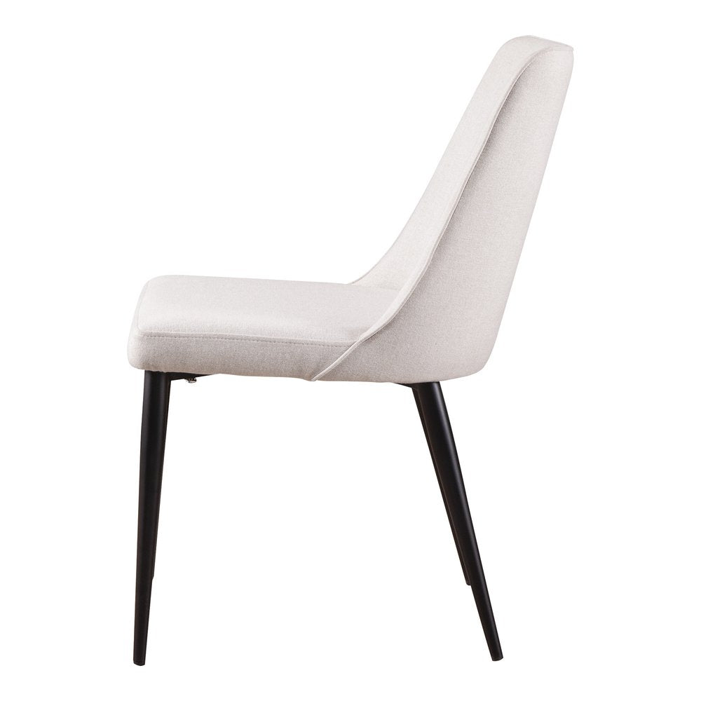 Set of Two White and Black Fabric Dining Side Chairs
