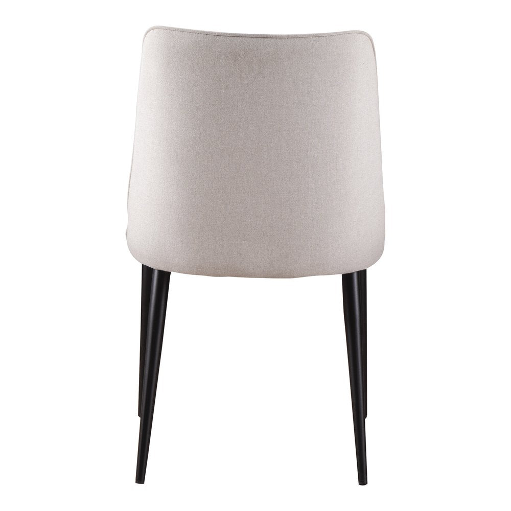 Set of Two White and Black Fabric Dining Side Chairs
