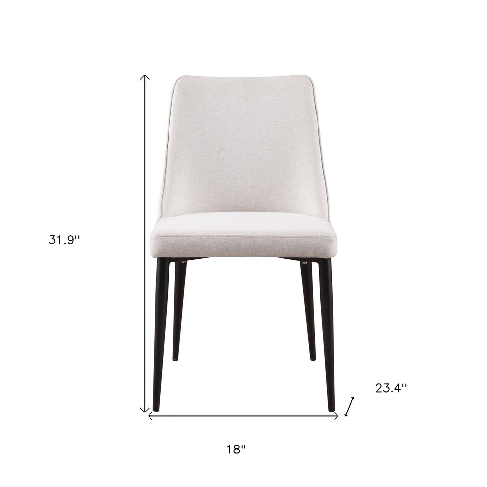 Set of Two White and Black Fabric Dining Side Chairs