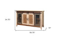 60" Brown Solid Wood Cabinet Enclosed Storage Distressed TV Stand