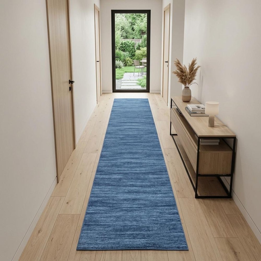 10' Blue Abstract Washable Runner Rug