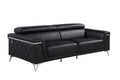 89" Light Blue Italian Leather Sofa With Silver Legs