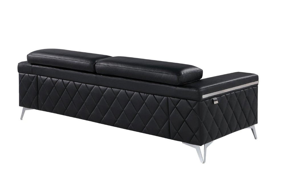 89" Light Blue Italian Leather Sofa With Silver Legs