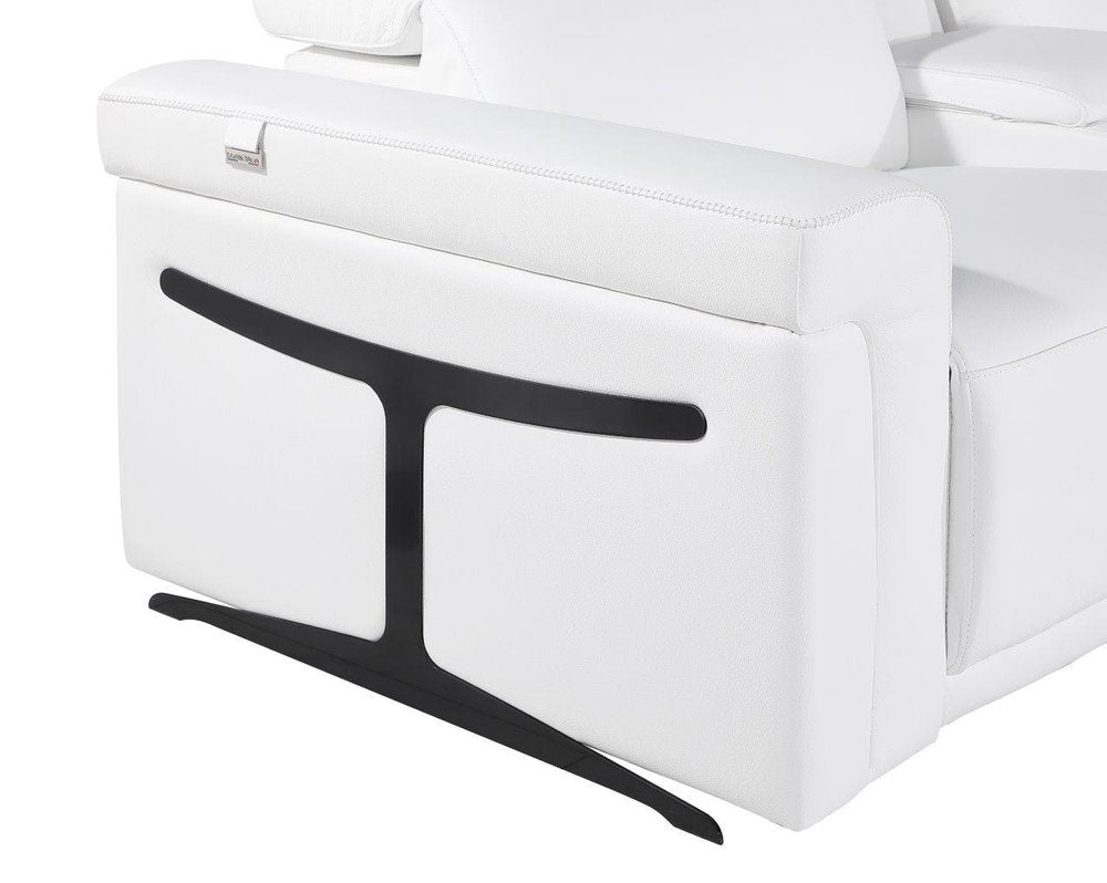 White Italian Leather Modular L Shaped Five Piece Corner Sectional