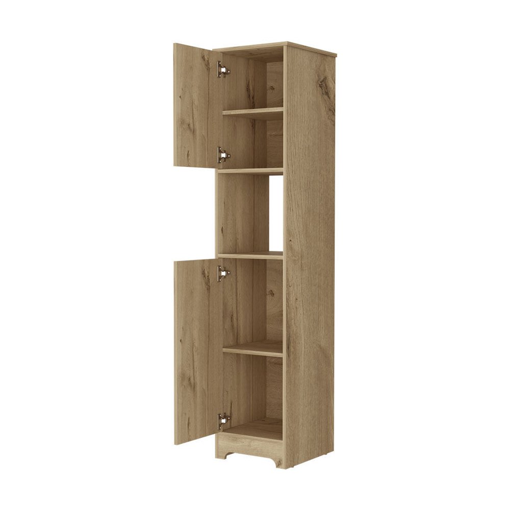 68" Light Brown Wood Accent Cabinet With Two Doors