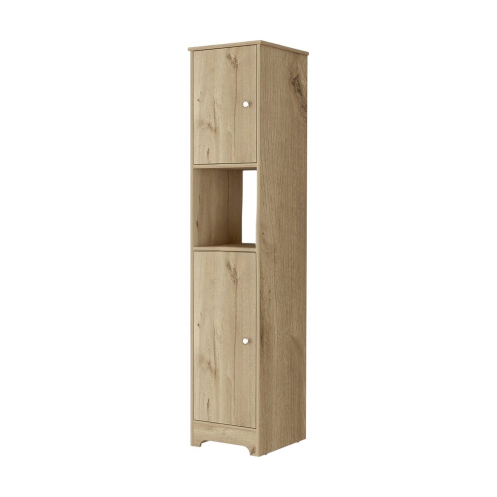 68" Light Brown Wood Accent Cabinet With Two Doors