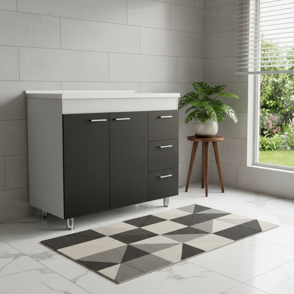 39" Black Wood Gloss Finish Door Accent Cabinet With Three Drawers