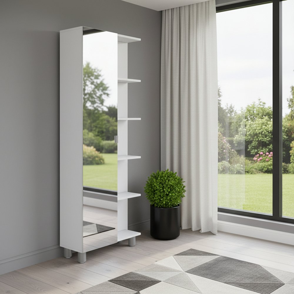 62" White Wood Accent Cabinet With Single Door