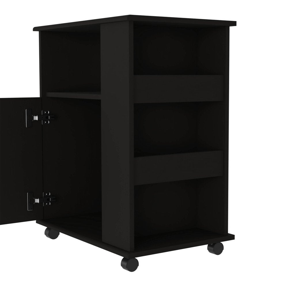 29" Black Wood Accent Cabinet With Single Door