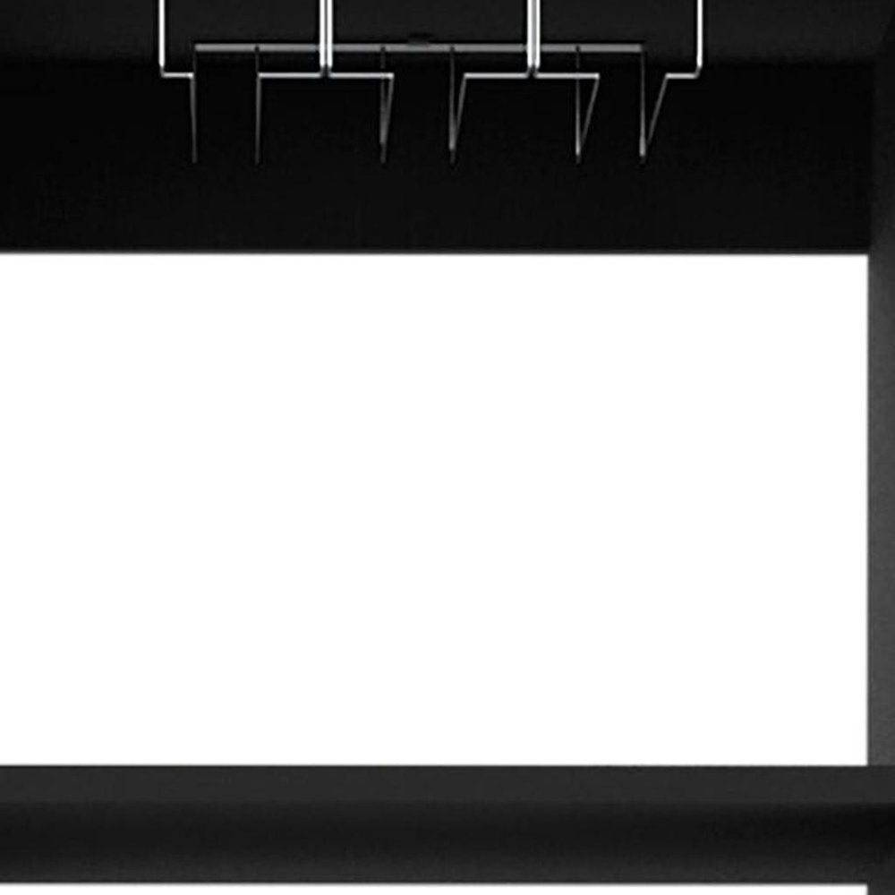 63" Black Wood Bar Cabinet With Two Drawers