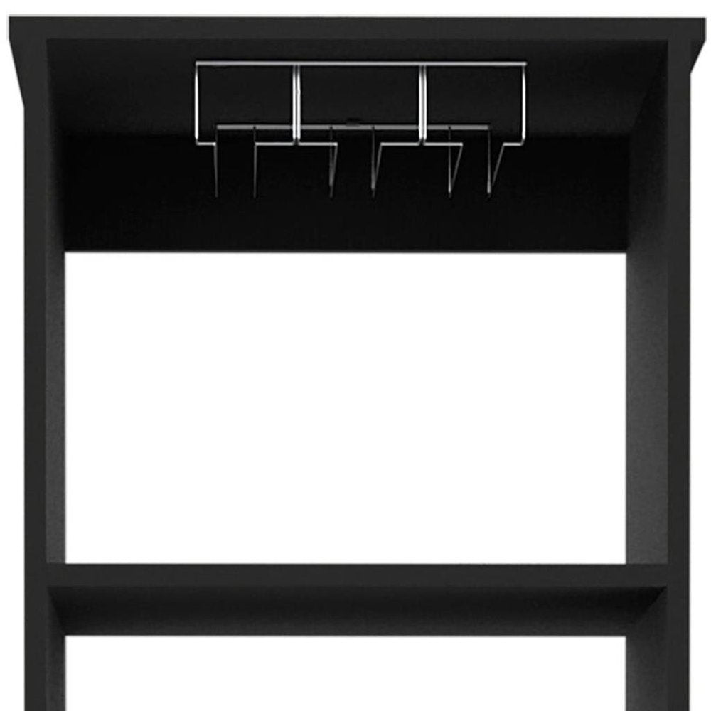 63" Black Wood Bar Cabinet With Two Drawers