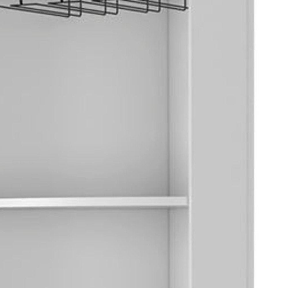 71" White Wood Corner Bar Cabinet With Two Doors