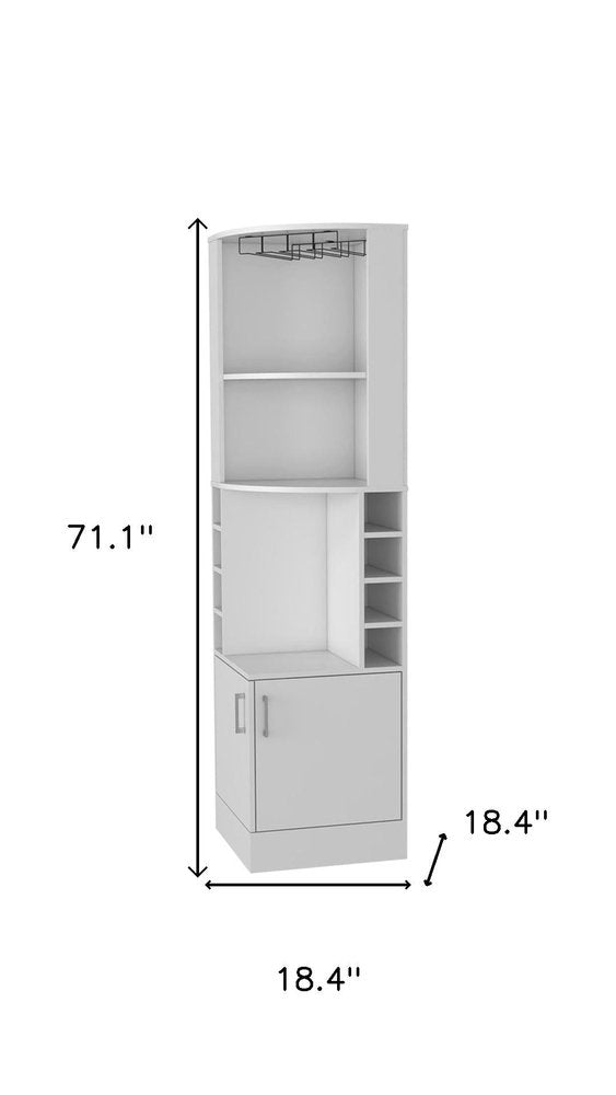 71" White Wood Corner Bar Cabinet With Two Doors