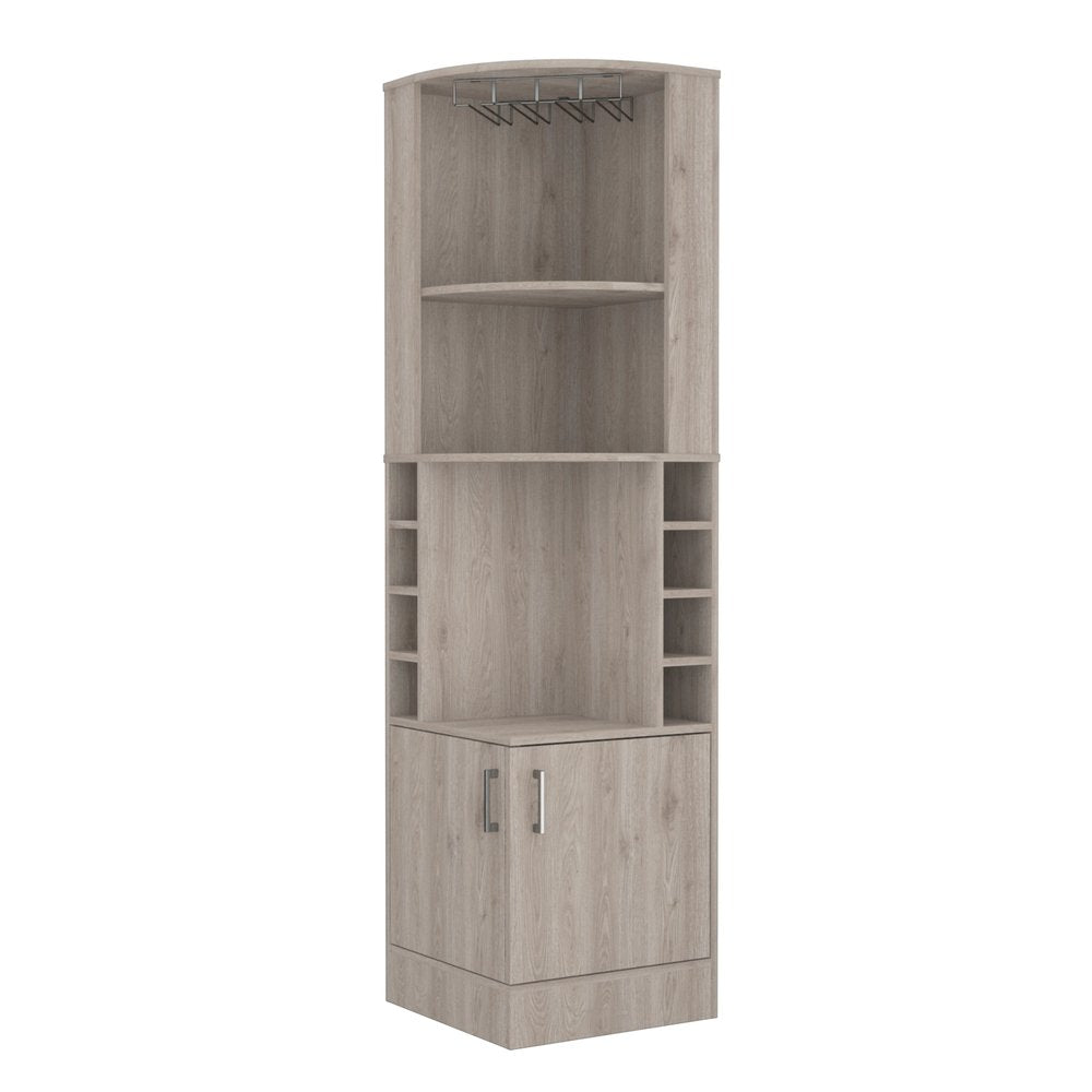 71" Light Gray Wood Corner Bar Cabinet With Two Doors