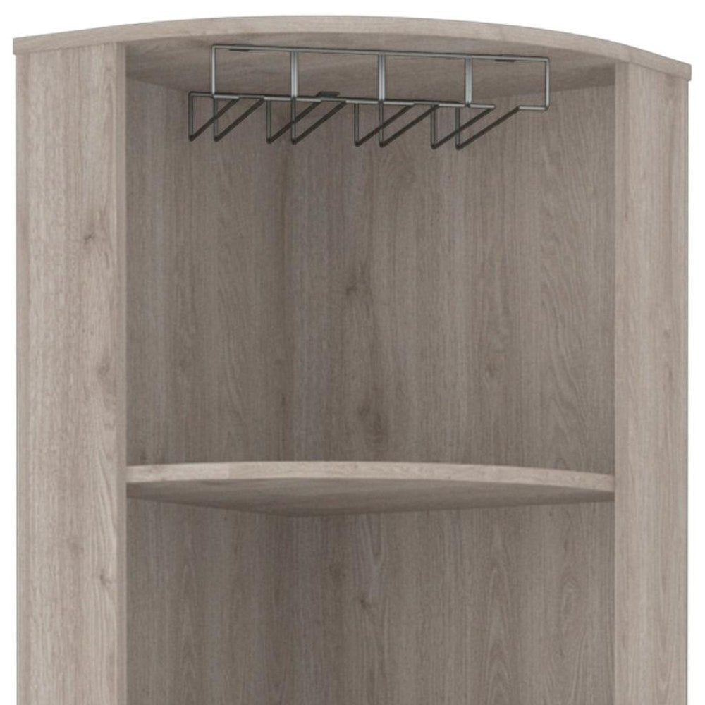 71" Light Gray Wood Corner Bar Cabinet With Two Doors