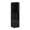 71" Black Wood Corner Bar Cabinet With Two Doors